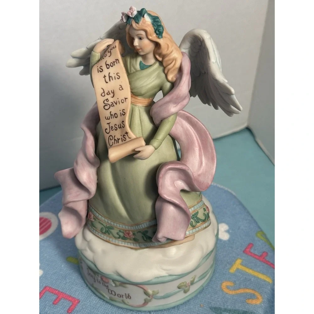 Vintage Joy‎ To The World Musical Angel Figurine 1992 Porcelain Hamilton Gifts
